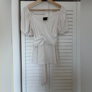 Chicwish White Eyelet Puff Sleeve Blouse